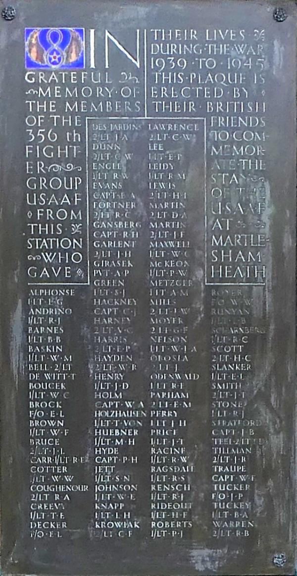 356th Memorial Name Plate before